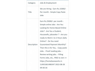 We are hiring :Earn Rs.15000/- Per month - Simple Copy Paste Jobs