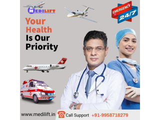 Medilift Air Ambulance Service in Allahabad with ICU Equipment