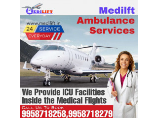 Fast Medical ICU Air Ambulance Services in Bagdogra with Medical Team by Medilift