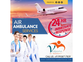 Vedanta Air Ambulance Service in Gorakhpur with All Emergency Medical Tools