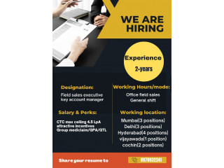 We are hiring for field sales executive