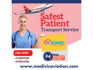 Medivic Aviation Air Ambulance in Varanasi - Advance Therapeutics Available
