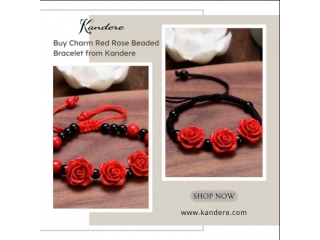 Buy Charm Red Rose Beaded Bracelet from Kandere