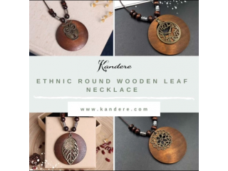 Buy Ethnic Round Wooden Leaf Necklace